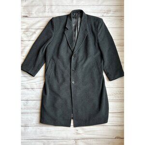 GGG Clothes Men's Vintage Virgin Wool & Cashmere Long Trench Coat in Black 48L